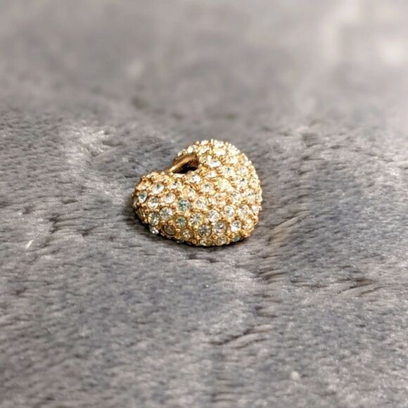 Vintage "Roman Brand" Goldtone and Rhinestone Heart Pendant - Picture 6 of 7